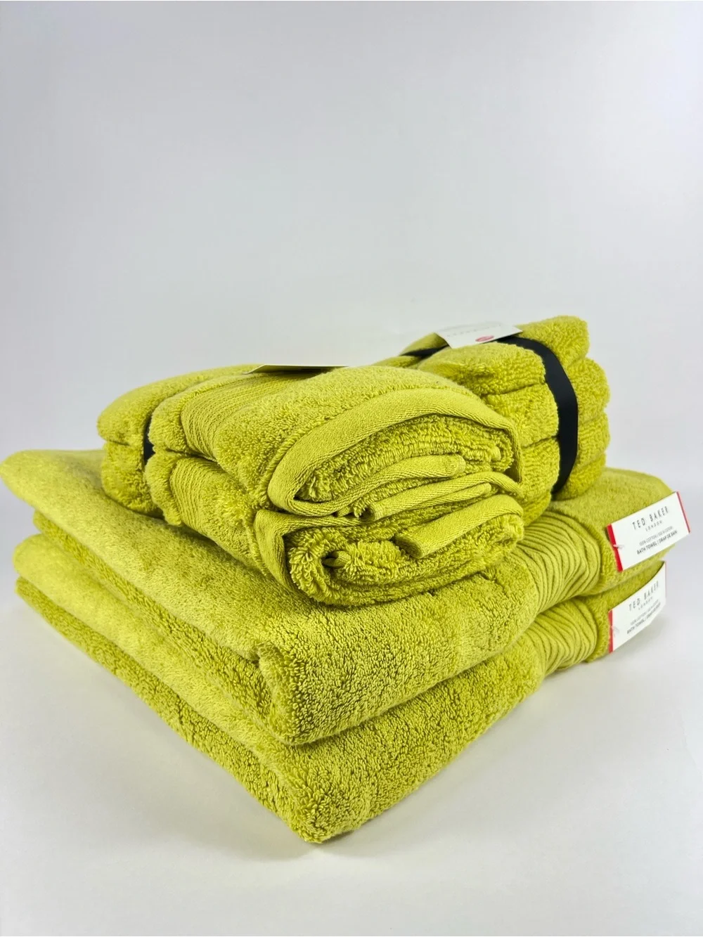 Ted Baker London Bath Towel Set Chartreuse Green Plush 100% Cotton 8 Pc NEW